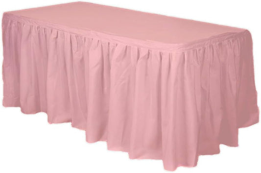 Party Favors Plus Pink Plastic Tablecloth 54x108 Inch with Table Skirt 2 Piece Set