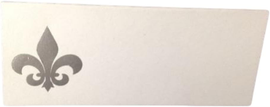 Party Favors Plus Silver Fleur De Lis Tent Style White Place Cards 100 Count