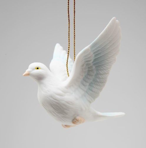 Cosmos Gifts Fine Porcelain White Peace Love Dove Hanging Figurine Ornament 3-1/8" L