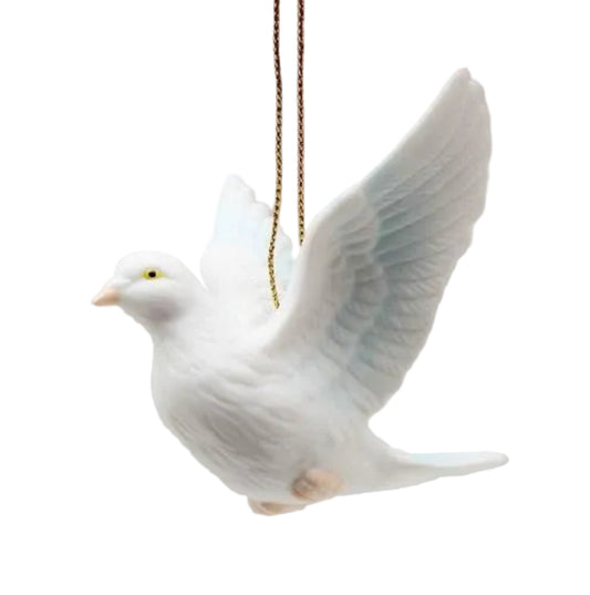 Cosmos Gifts Fine Porcelain White Peace Love Dove Hanging Figurine Ornament 3-1/8" L