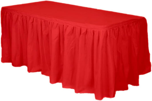 Party Favors Plus Red Plastic Tablecloth 54x108 Inch with Table Skirt 2 Piece Set