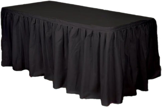 Party Favors Plus Black Plastic Tablecloth 54x108 Inch with Table Skirt 2 Piece Set
