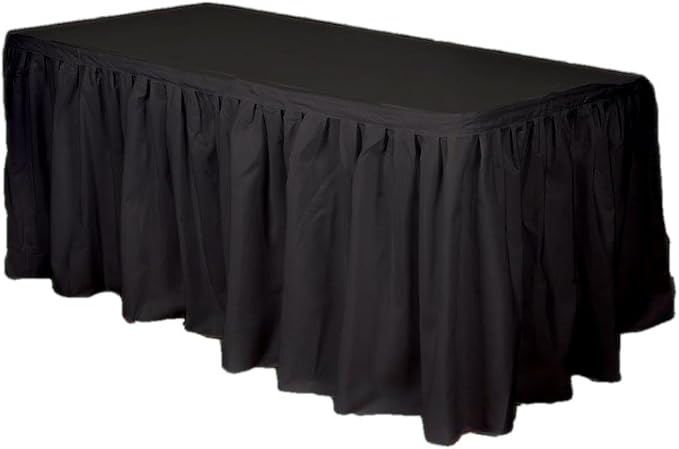 Party Favors Plus Black Plastic Tablecloth 54x108 Inch with Table Skirt 2 Piece Set