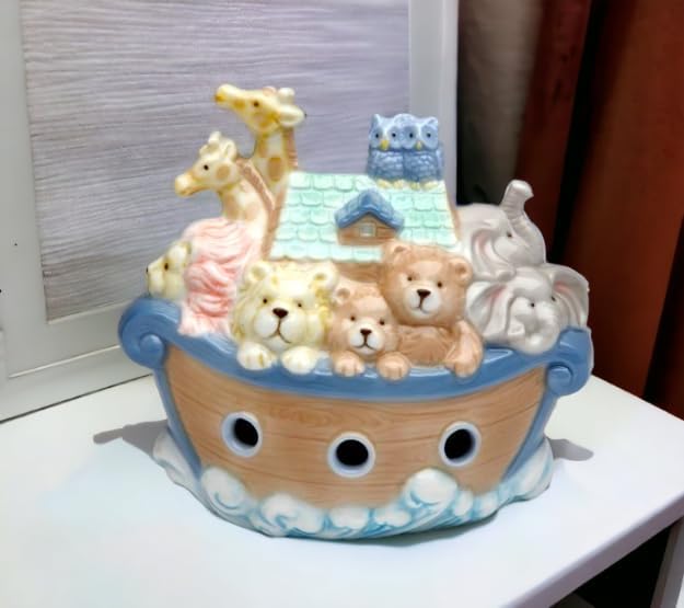 CG Cosmos Fine Porcelain Noah's Ark Piggy Bank 4-5/8" H