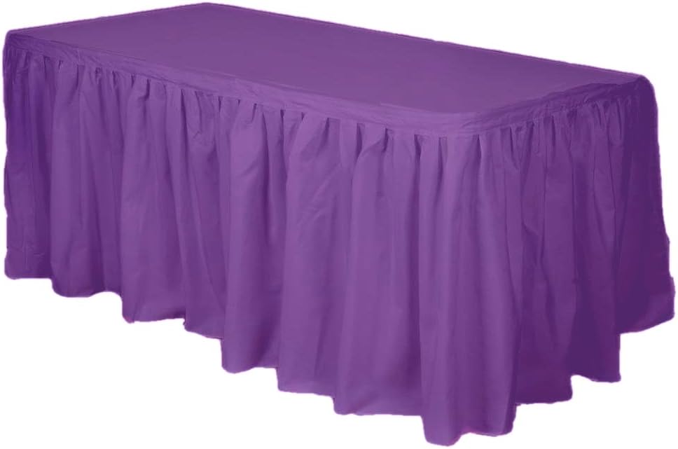 Party Favors Plus Purple Plastic Rectangular Tablecloth with Table Skirt 54x108 Inch 2 Piece Set