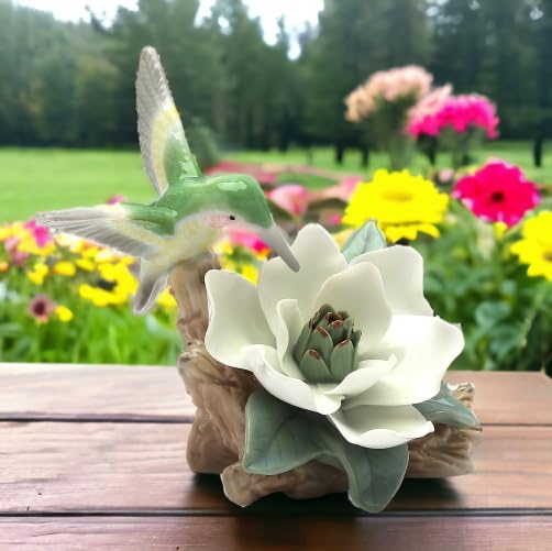 Cosmos Gifts Fine Porcelain Hummingbird with Magnolia Figurine 4" H 96402