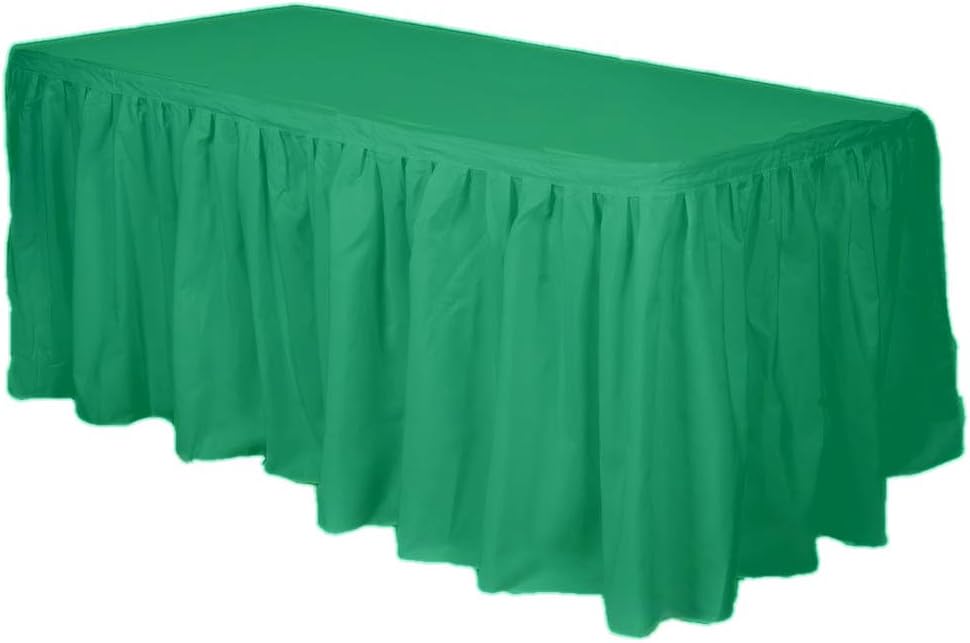 Party Favors Plus Green Plastic Rectangular Tablecloth With Matching Table Skirt 54x108 Inches 29 Inch Drop 2 Count
