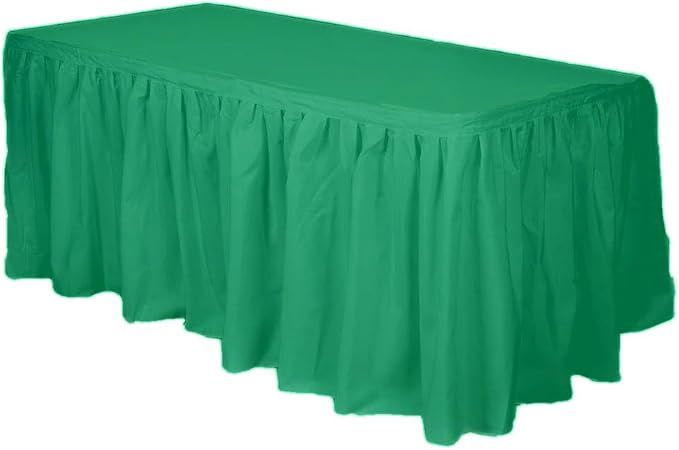 Party Favors Plus Green Plastic Rectangular Tablecloth With Matching Table Skirt 54x108 Inches 29 Inch Drop 2 Count