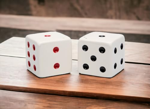 Cosmos Gifts Fine Ceramic Red and Black Dice Salt & Pepper Shakers Set 1-5/8" H