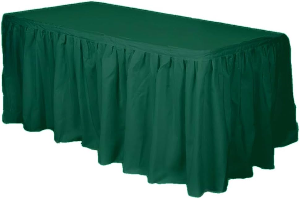 Party Favors Plus Hunter Green Plastic Rectangular Tablecloth with Skirt 54 x 108 In