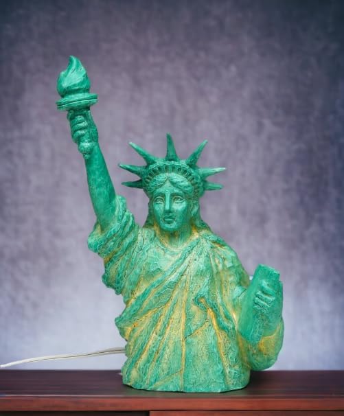 Cosmos Gifts Fine Porcelain Statue of Liberty Night Light Figurine 10-7/8" H Green