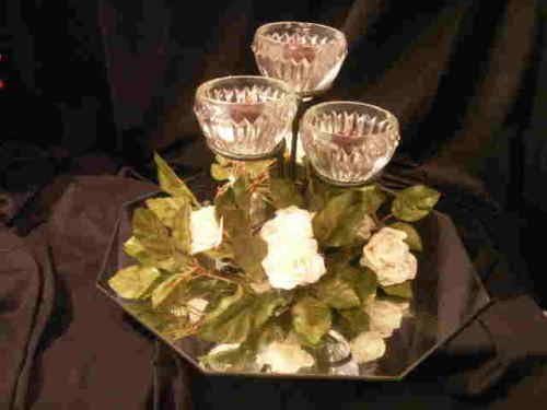 Party Favors Plus Gold Wrought Iron Wedding Centerpiece Mirror Candle Holder 6.5" H