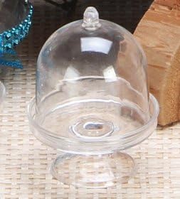 Party Favors Plus Clear Acrylic Mini Cake Holder With Dome 2x2.5 Inches 12 Count