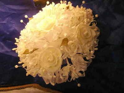 Party Favors Plus White Silk Satin Ribbon Wedding Bouquet