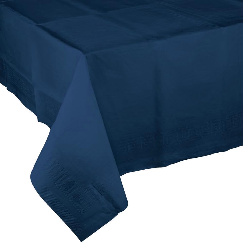 Party Favors Plus Navy Blue Disposable Tablecloth 2-Ply Tissue Plastic Lining 54x108 Inch Pack of 2