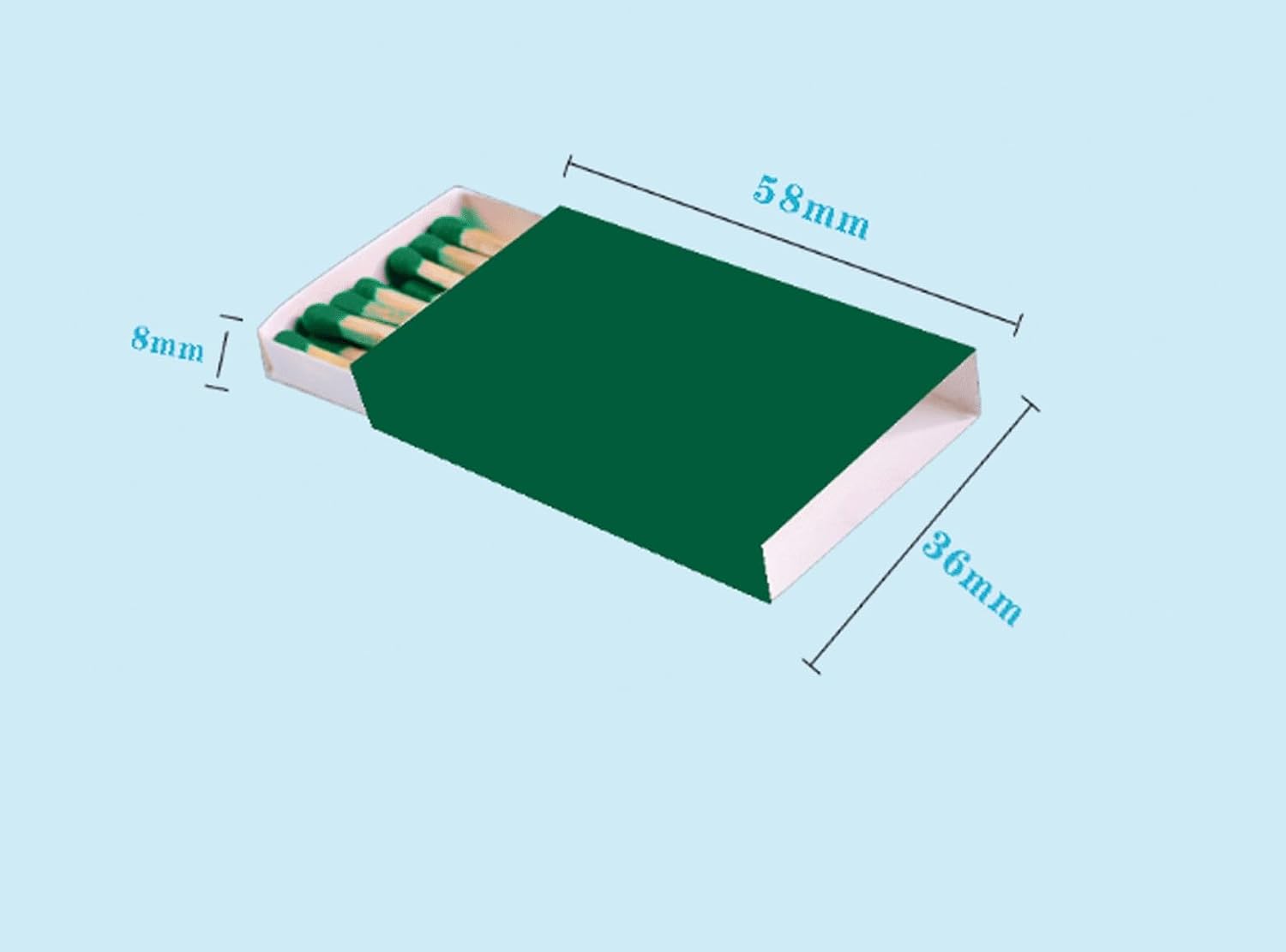 Party Favors Plus Plain Hunter Green Cover Wooden Matches Box 50 Count