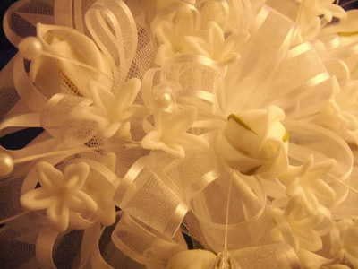 Party Favors Plus White Silk Satin Ribbon Wedding Bouquet