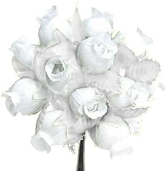 144 Poly Miniature Rose Silk Favor Flower Pick Wedding Shower - Solid White
