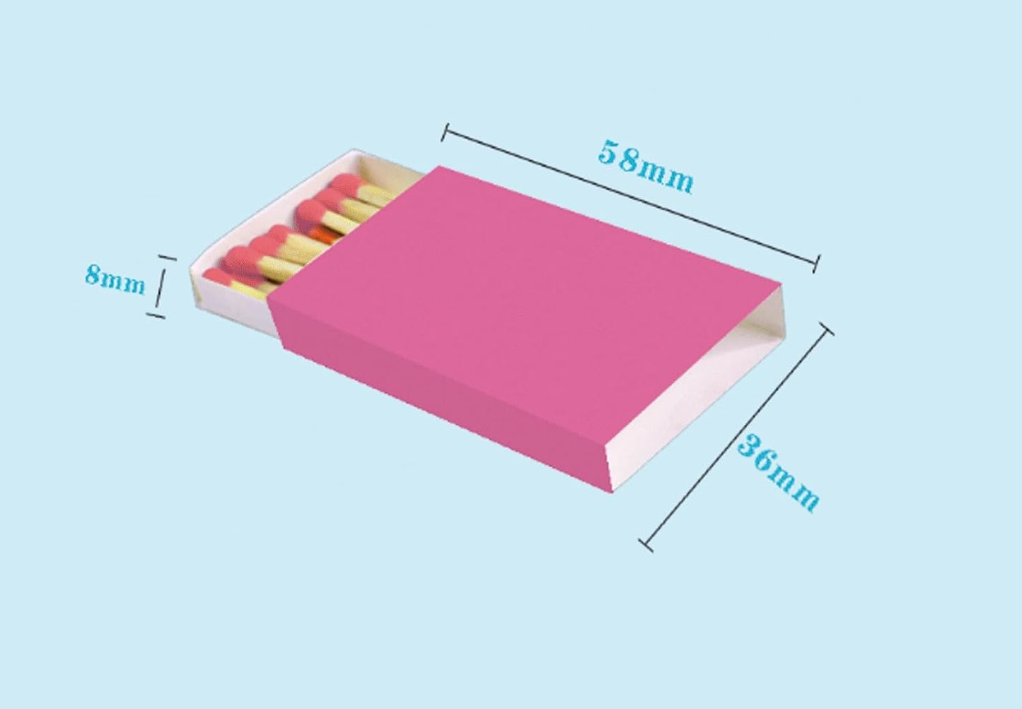 Party Favors Plus Plain Hot Pink Cover Wooden Matches Box 50 Count