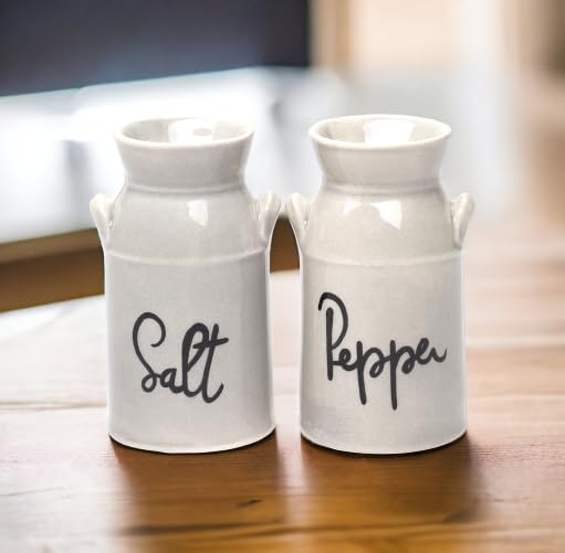 Cosmos Gifts Fine Porcelain Nostalgia Country Farmhouse Antique Milk Can Salt & Pepper Shakers Set 3-1/4" H