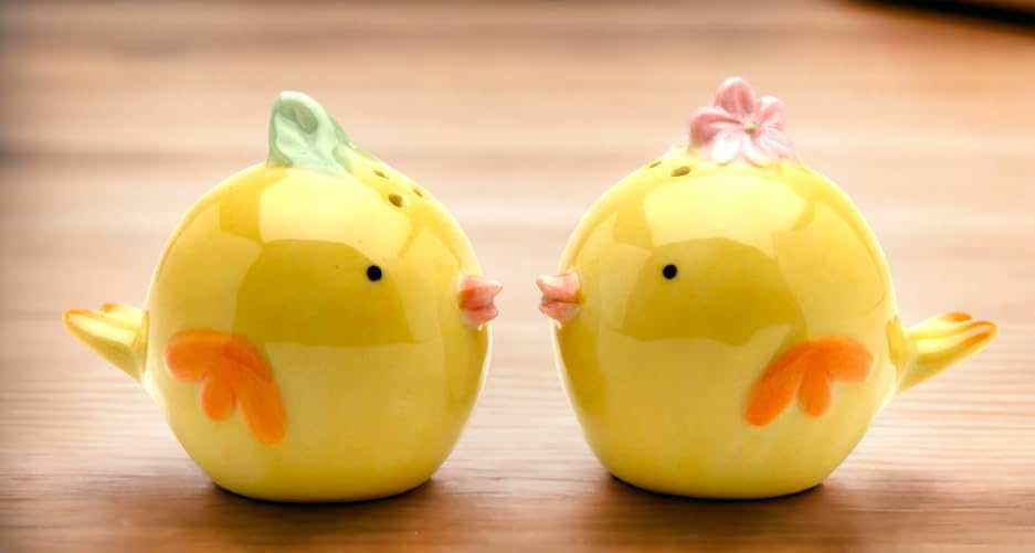Cosmos Gifts Fine Porcelain Cute Little Yellow Chicks Birds Salt & Pepper Shakers Set 2-1/4" L