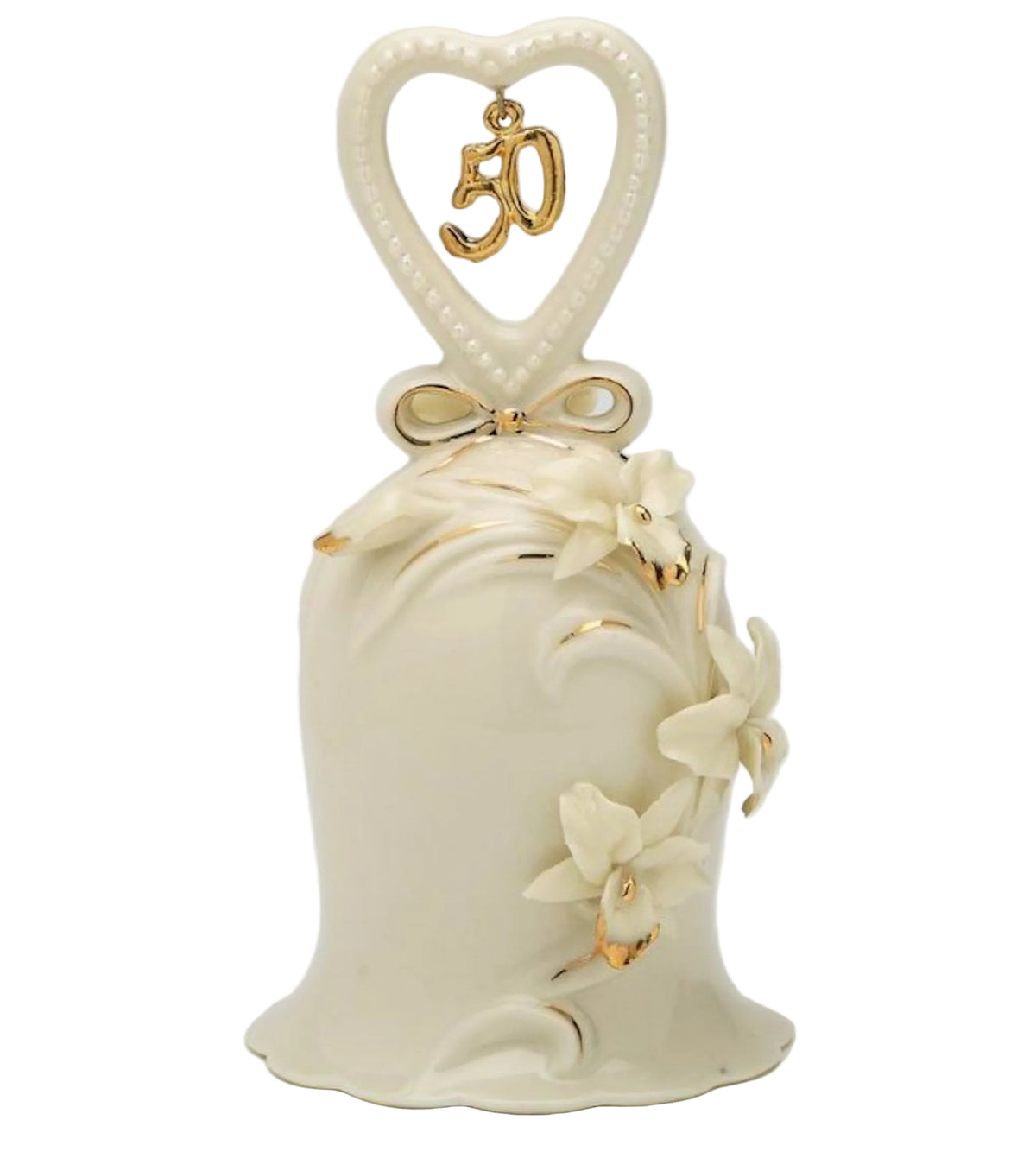 Appletree Design 50th Anniversary Ivory Orchid Ceramic Bell 5" H