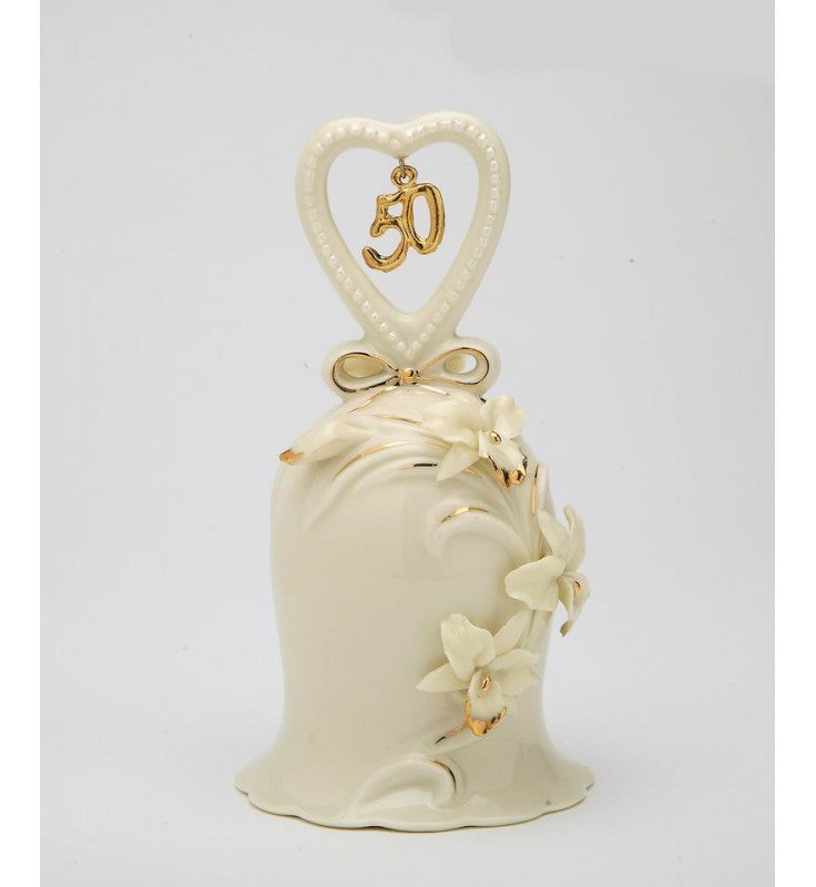 Appletree Design 50th Anniversary Ivory Orchid Ceramic Bell 5" H