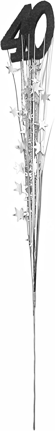 Silver Stars 40th Birthday Spray Decorations, 3 Pieces