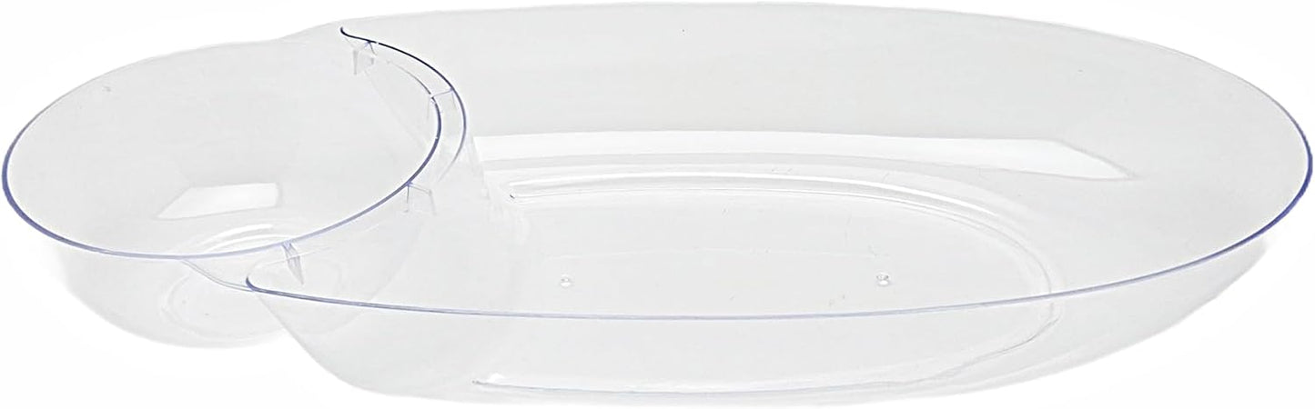 Party Favors Plus Clear Plastic Chip and Dip Tray 17 X 8 X 2.5 In Set of 2