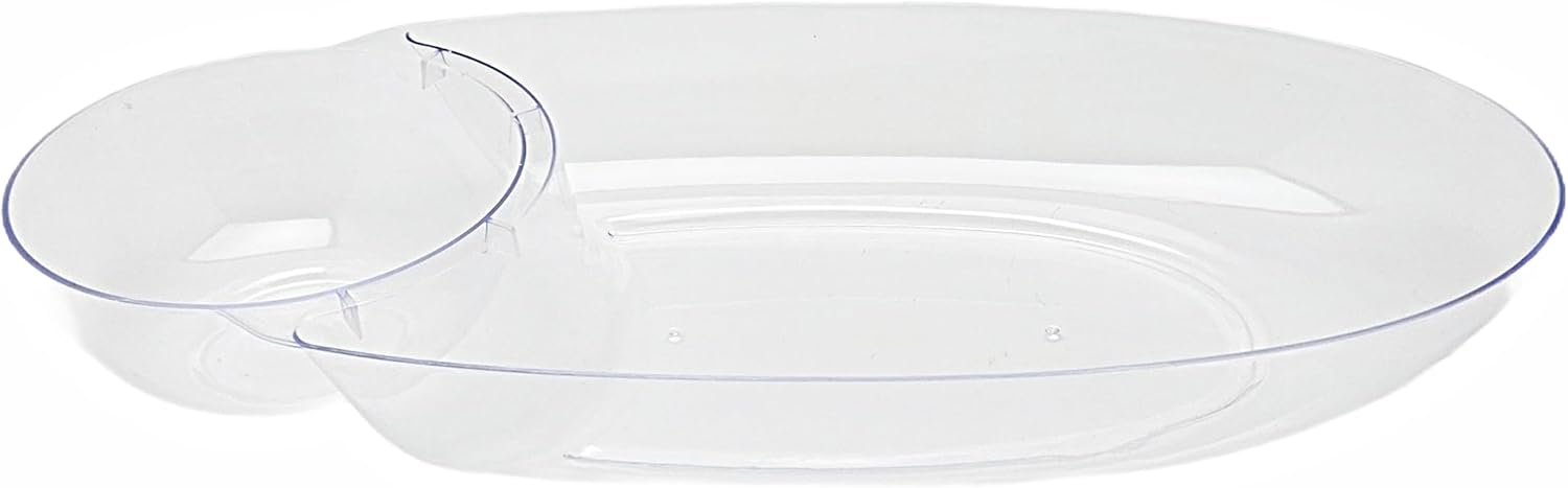 Party Favors Plus Clear Plastic Chip and Dip Tray 17 X 8 X 2.5 In Set of 2