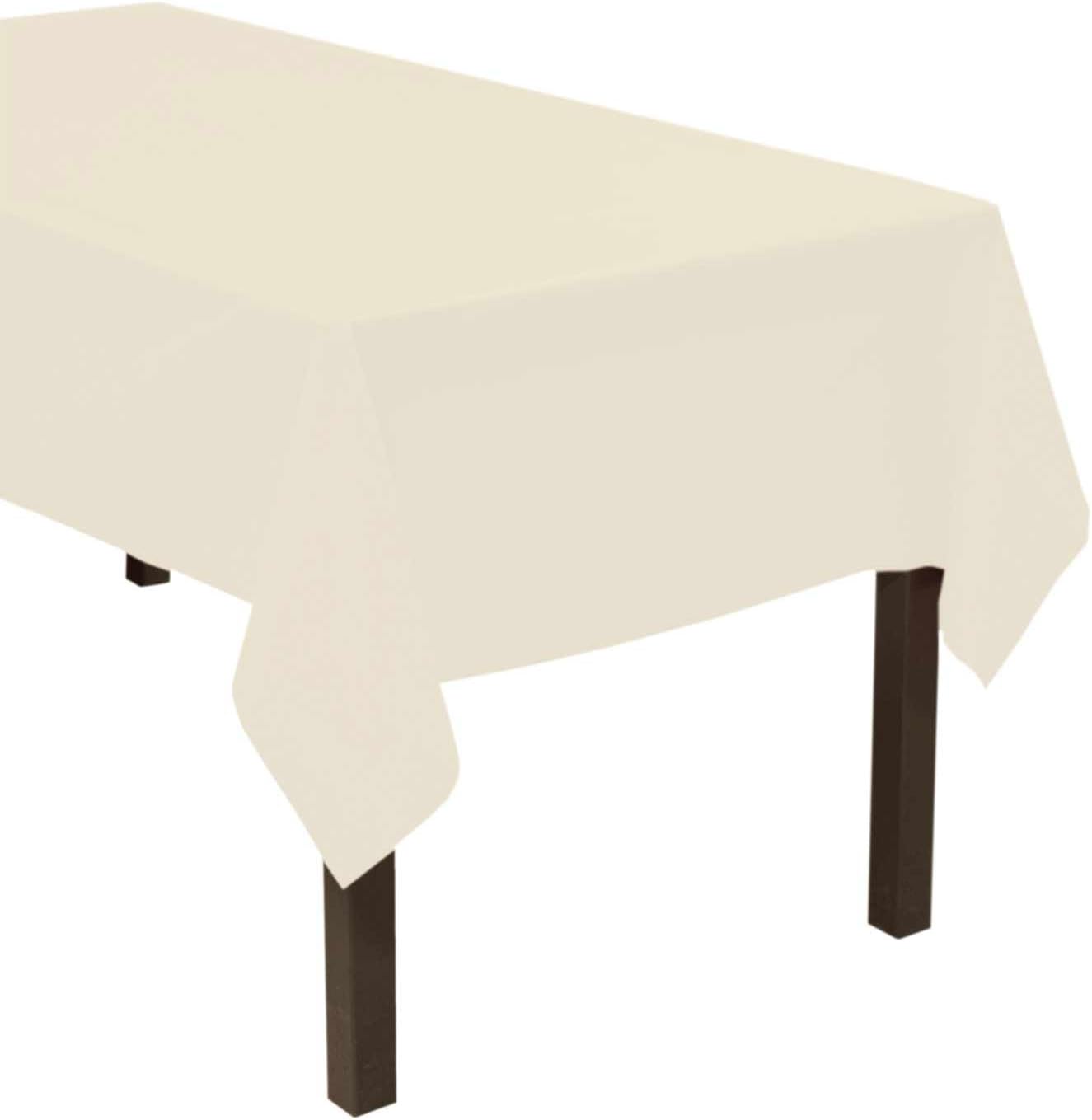 Party Favors Plus Ivory Plastic Rectangular Tablecloth with Matching Table Skirt 54x108 Inches 2 Piece Set