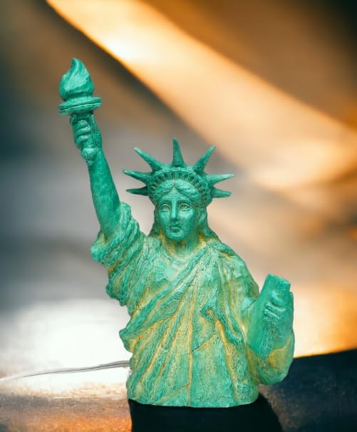 Cosmos Gifts Fine Porcelain Statue of Liberty Night Light Figurine 10-7/8" H Green
