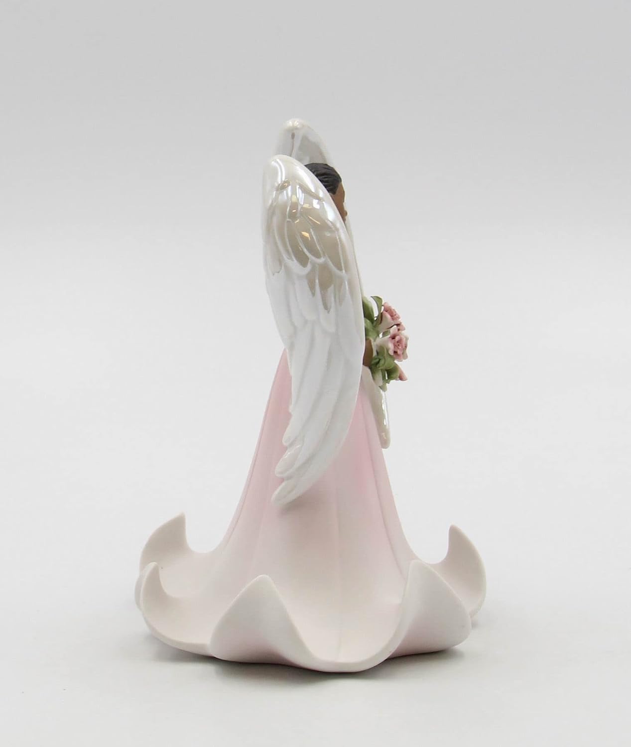 Cosmos Gifts Fine Porcelain Ethnic African American Black Angel of Rose Flowers Collectible Figurine 6-5/8" H