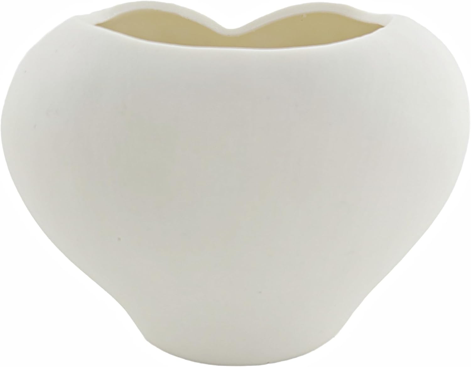 Party Favors Plus Heart-Shaped Ceramic Planter Vase White Cherub Rose Relief 4x5 Inch