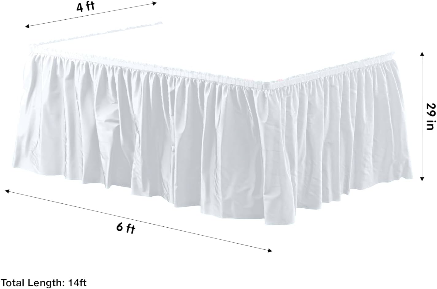 Party Favors Plus White Plastic Rectangular Tablecloth with Table Skirt 54x108 Inch 2 Piece Set