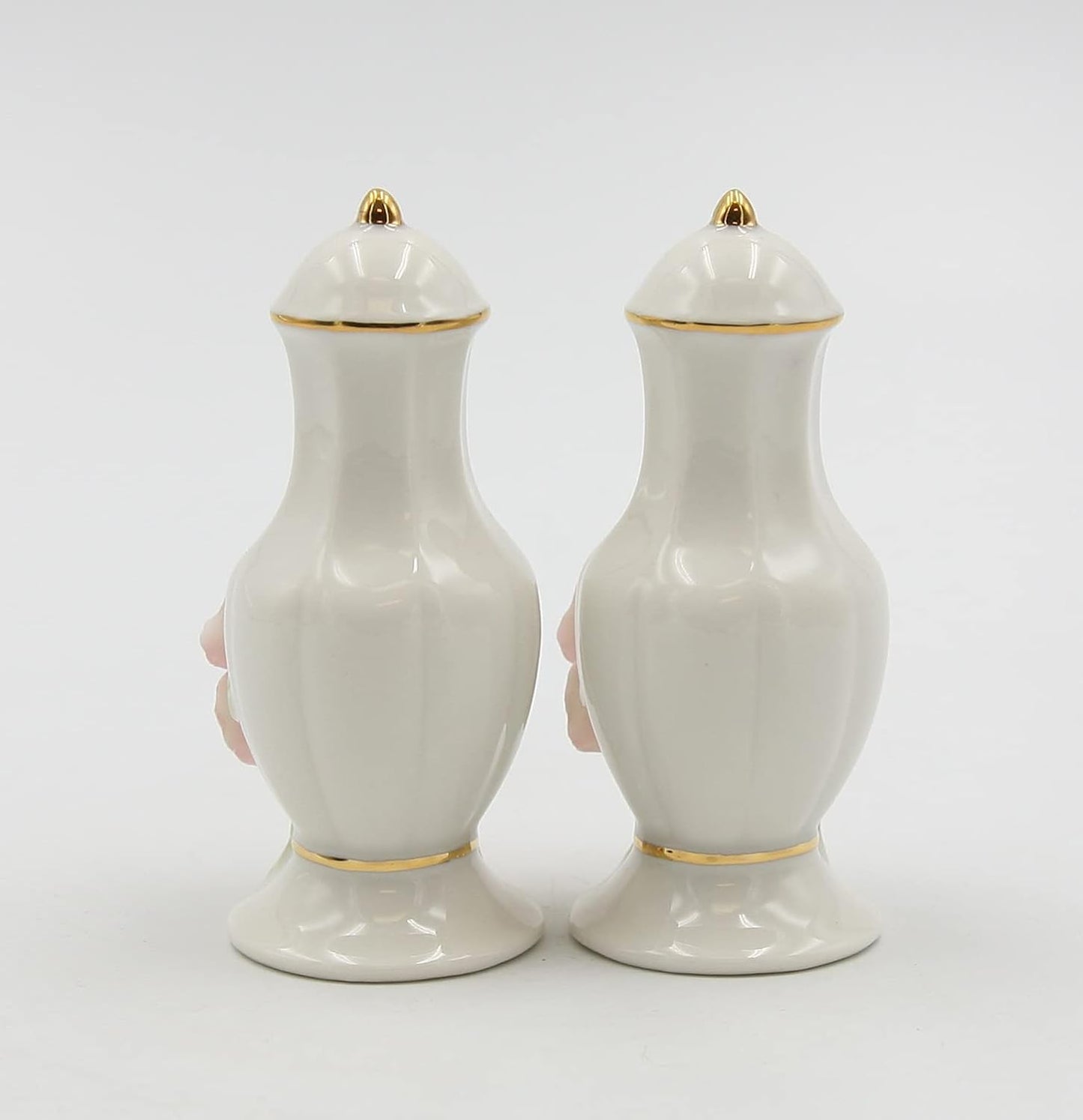 Cosmos Gifts Porcelain Pink Rose Jar with Gold Trim Salt and Pepper Shaker Set 3-1/2" H 21027