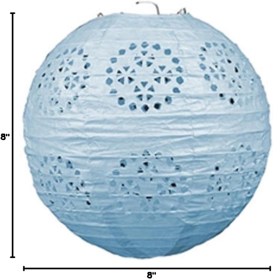 Party Favors Plus Light Blue Paper Lace Lanterns 3 Count