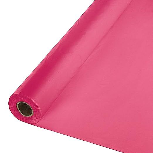 Party Favors Plus Heavy Duty Plastic Tablecloth Roll Hot Pink 40in x 150ft