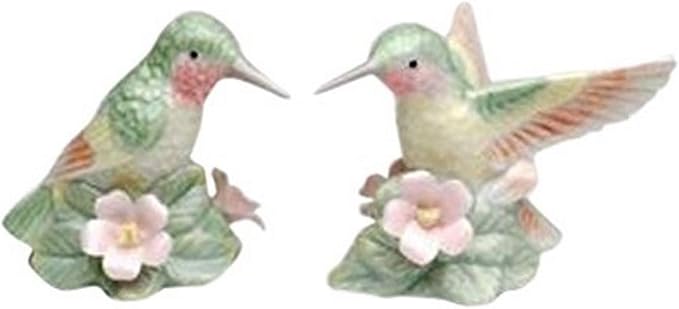 CG Fine Ceramic Green Hummingbirds with Multi-Colored Wings Salt and Pepper Shakers Set 2-1/2" H
