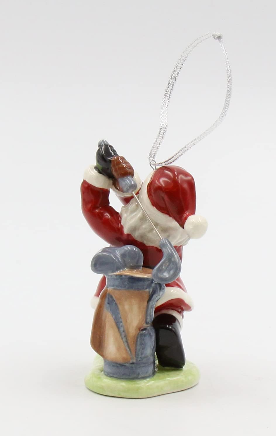 Cosmos Gifts Fine Ceramic African American Black Santa Golfing Ornament 4" H