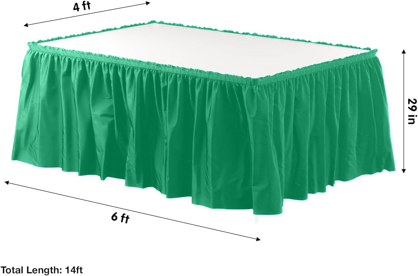 Party Favors Plus Green Plastic Rectangular Tablecloth With Matching Table Skirt 54x108 Inches 29 Inch Drop 2 Count