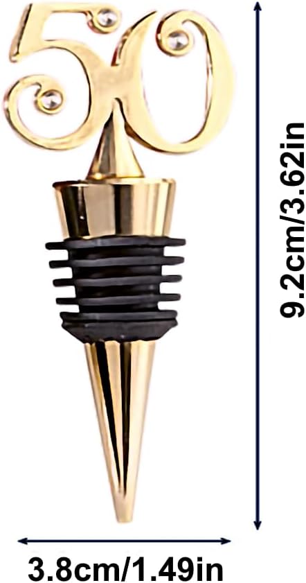 Party Favors Plus 50th Anniversary Wine Bottle Stopper Gold Rhinestone 3.62 Inch