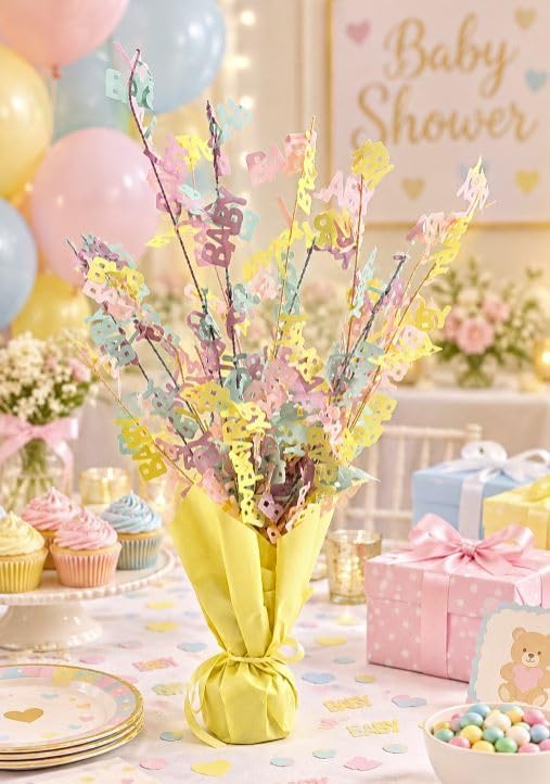 Pastel Multicolor Baby Shower Weighted Centerpieces, 2 Pieces