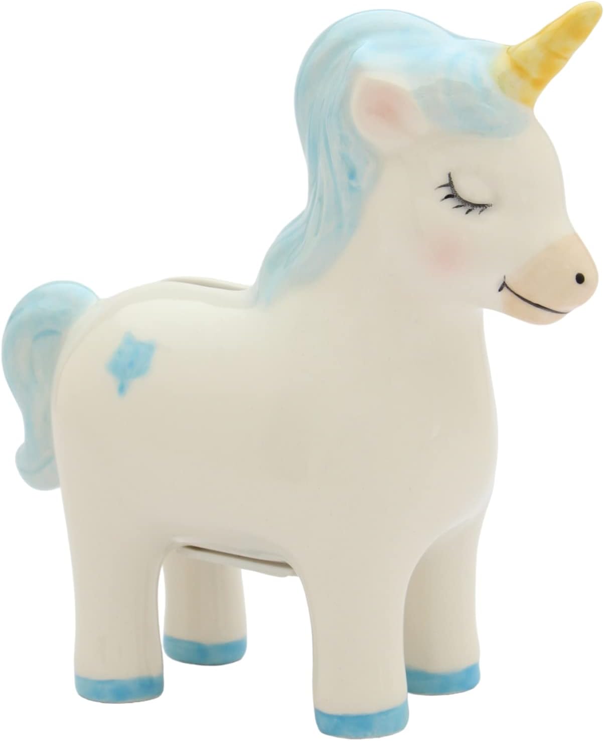 Cosmos Gifts Fine Ceramic Blue Unicorn Piggy Bank 5-1/4" H