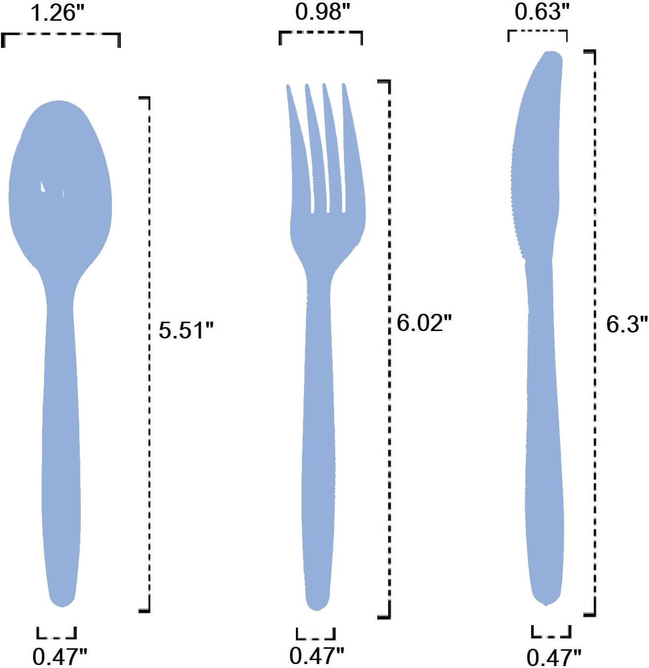 Party Favors Plus Light Blue Plastic Cutlery Set 48 Piece