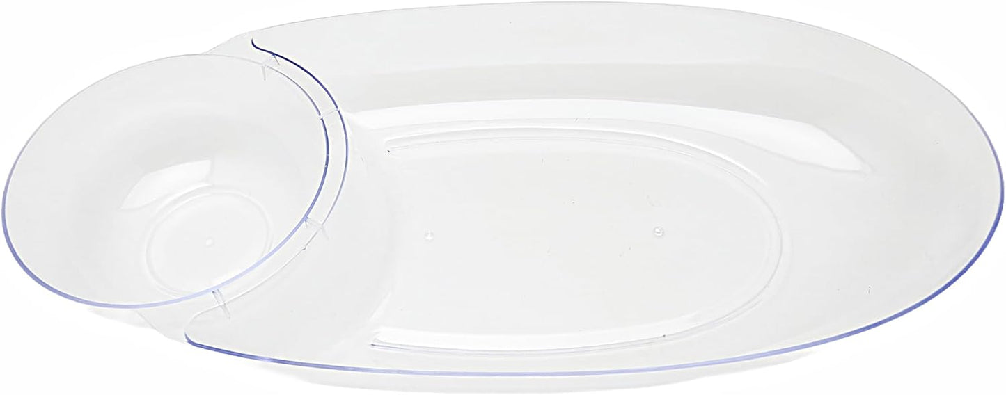 Party Favors Plus Clear Plastic Chip and Dip Tray 17 X 8 X 2.5 In Set of 2