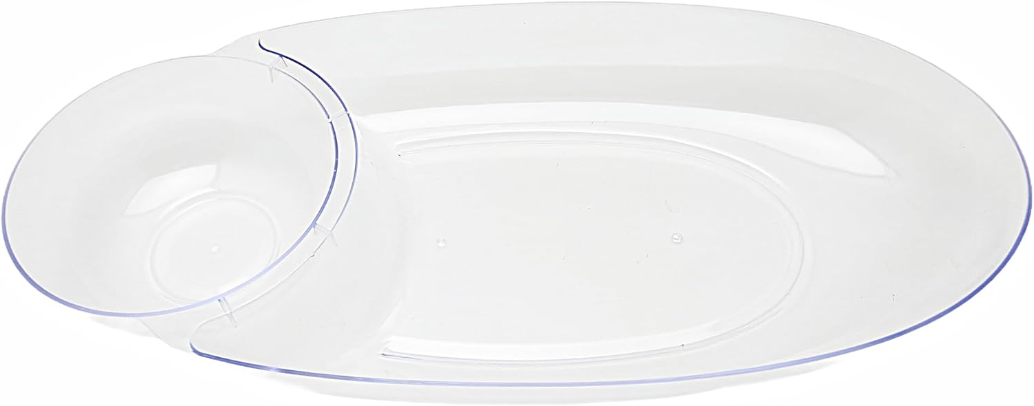 Party Favors Plus Clear Plastic Chip and Dip Tray 17 X 8 X 2.5 In Set of 2