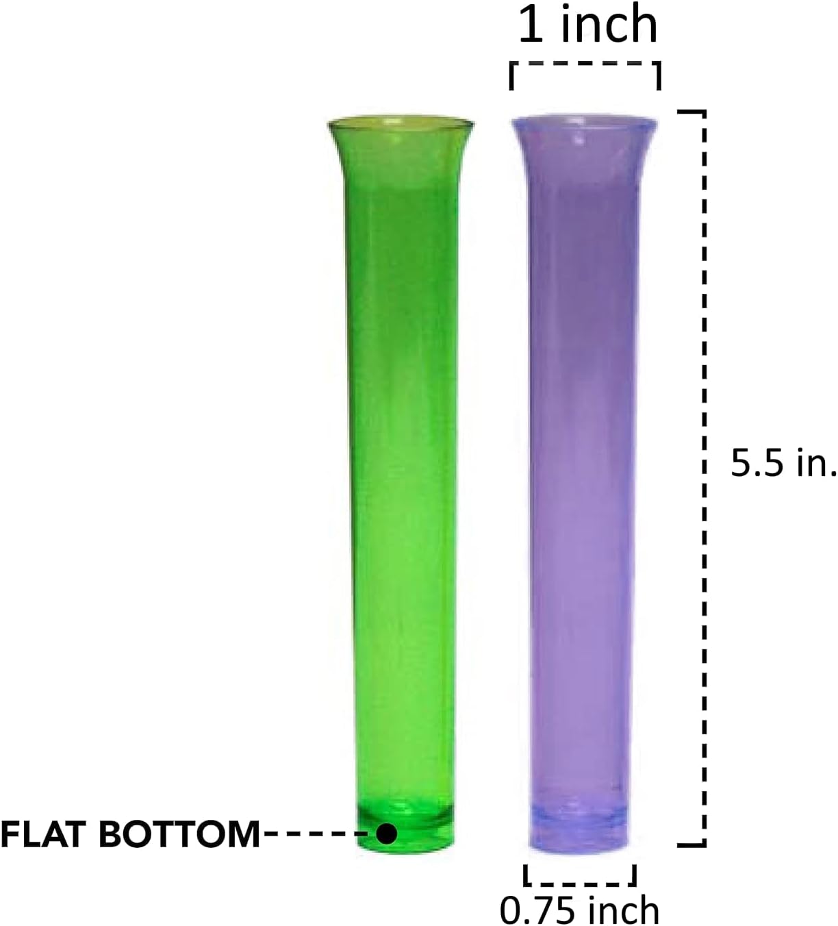 Tube Shot Glasses BPA Free Plastic 5.5in 1.25oz 20 Pack