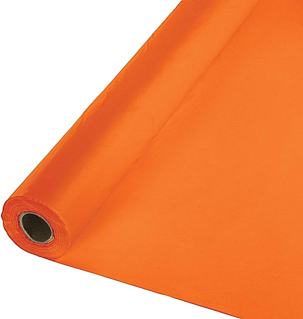 Table-Mate Orange Plastic Economy Banquet Roll Tablecloth 40 x 300 Ft