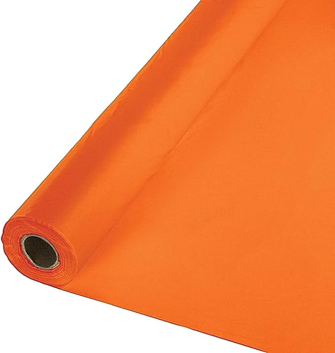 Table-Mate Orange Plastic Economy Banquet Roll Tablecloth 40 x 300 Ft